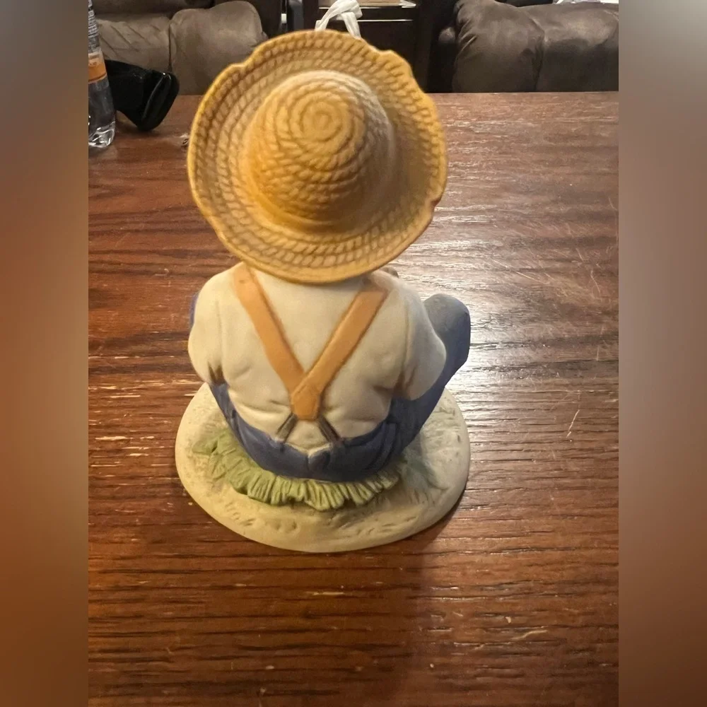 Homco Boy with Dog Figurine - Blue and Tan